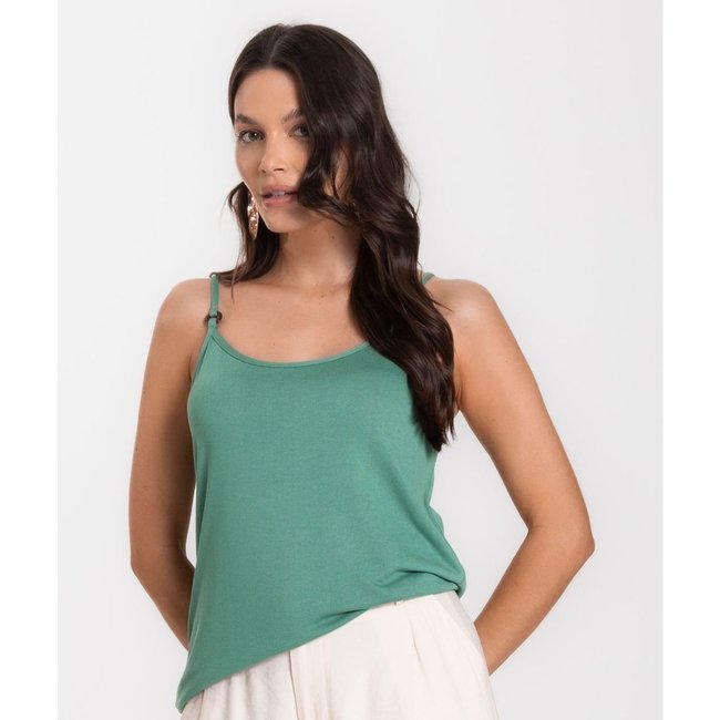 Blusa de Alça em Visco Tricot Infinita Cor Verde