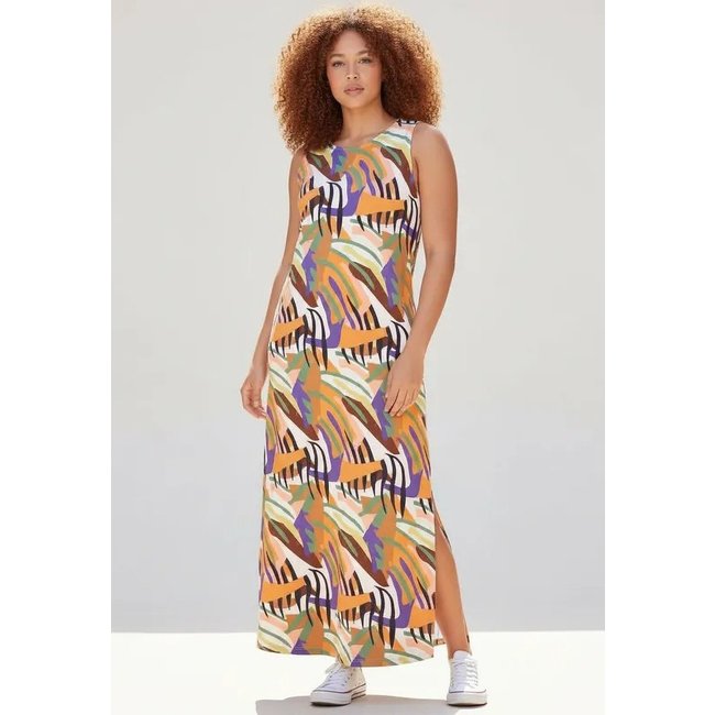 Vestido CabanaFree Longo Plano com Bolso Estampa Cores Vibrantes