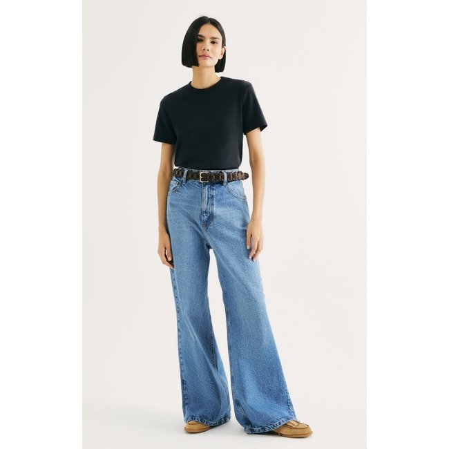 Calça Jeans Feminina Pantalona Cintura Alta Hering
