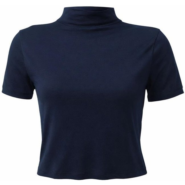 Blusa Cropped Manga Curta Básica Feminina Lunender 00665 Preta