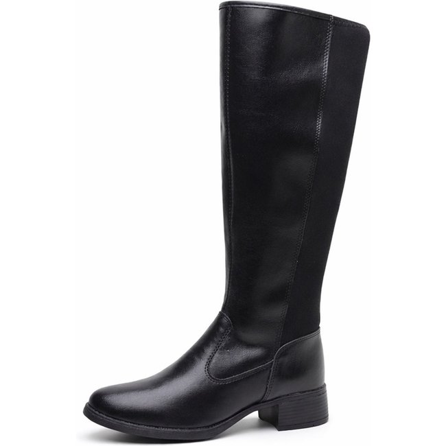 Bota Cano Alto Longo Feminina com ELastico Panturrilha Preta