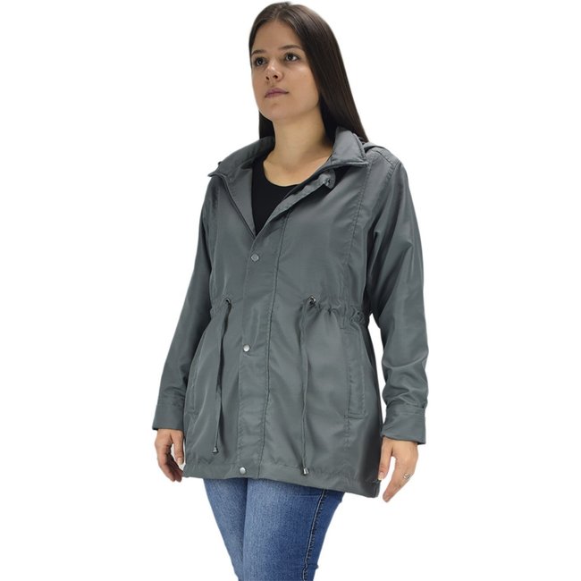 Parka Jaqueta Butu Biru Extra Grande Plus Size Feminino Cinza