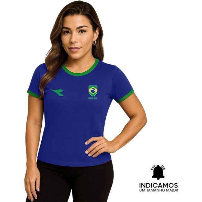 Camiseta Diadora Brasil Small Logo Feminina - Azul - diadora