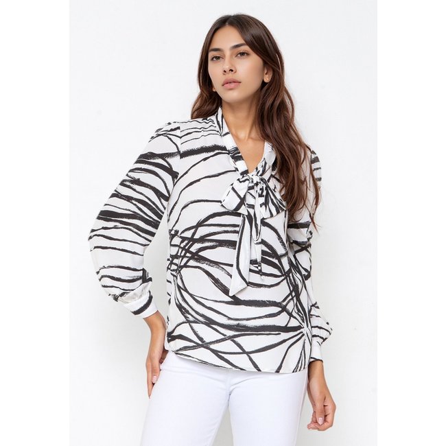 Blusa Intens Manga Longa Crepe Laço