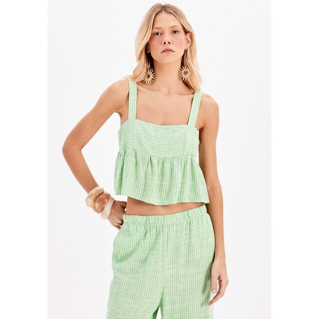 Blusa Cropped Ampla Com Linho Listrada My Favorite Things