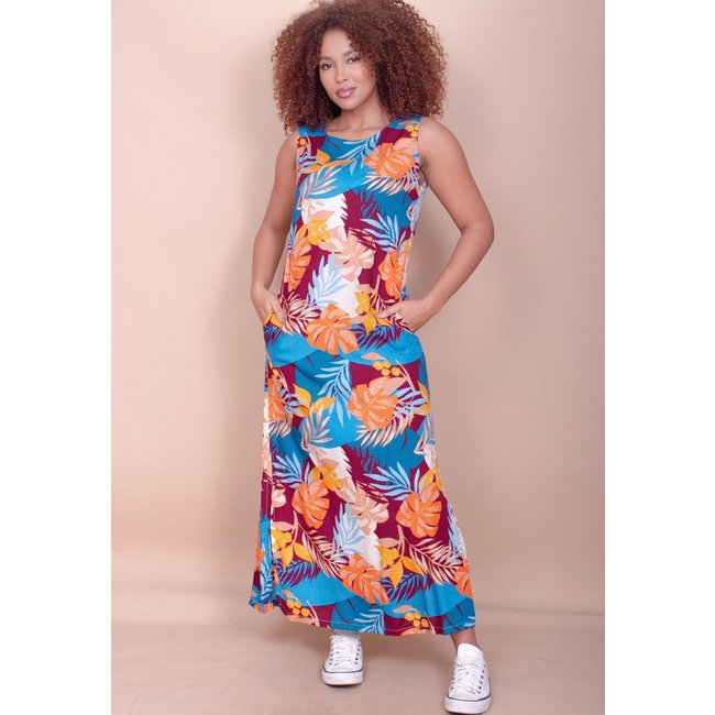 Vestido Longo Cabanafree Plano com Bolso Estampa Aurora Profunda