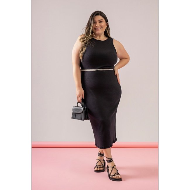 Vestido Regata Básico em Ribaninha Just Basic Preto