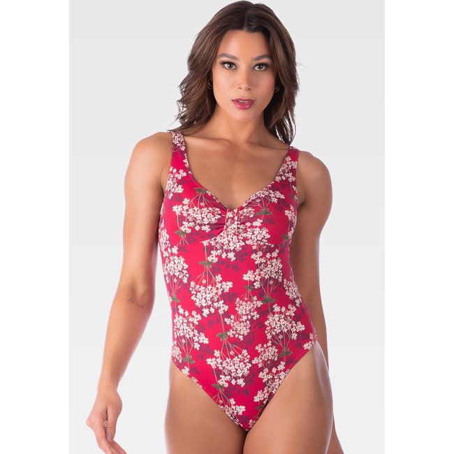 Body Feminino Sem Bojo Summer Soul Floral Vermelho