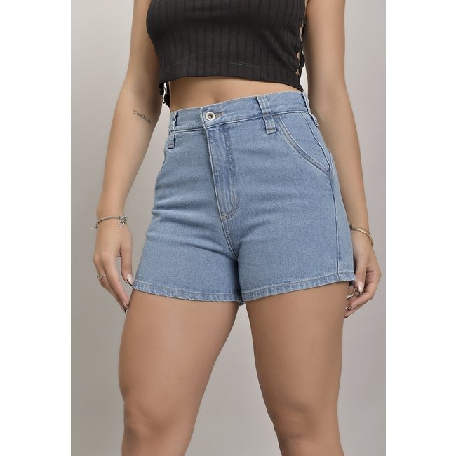 Shorts Jeans Mom Tradicional Cintura Alta Feminino Dialogo Jeans