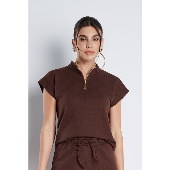 Blusa Gola Alta MeuJeans Serena Moletinho Marrom