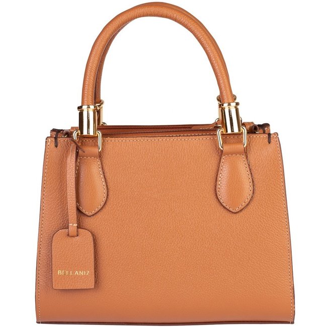 Bolsa Bellaniz Baú De Couro Liso Andressa - Caramelo