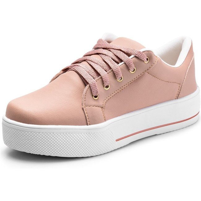 Tenis Casual Lumiss Confortável Leve Plataforma Nude