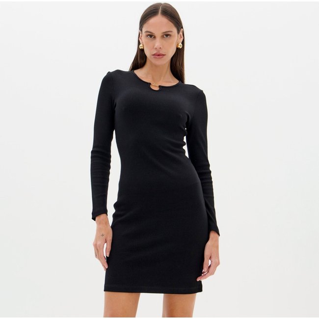 Vestido Curto Lança Perfume Manga Longa Ou26 Preto Feminino