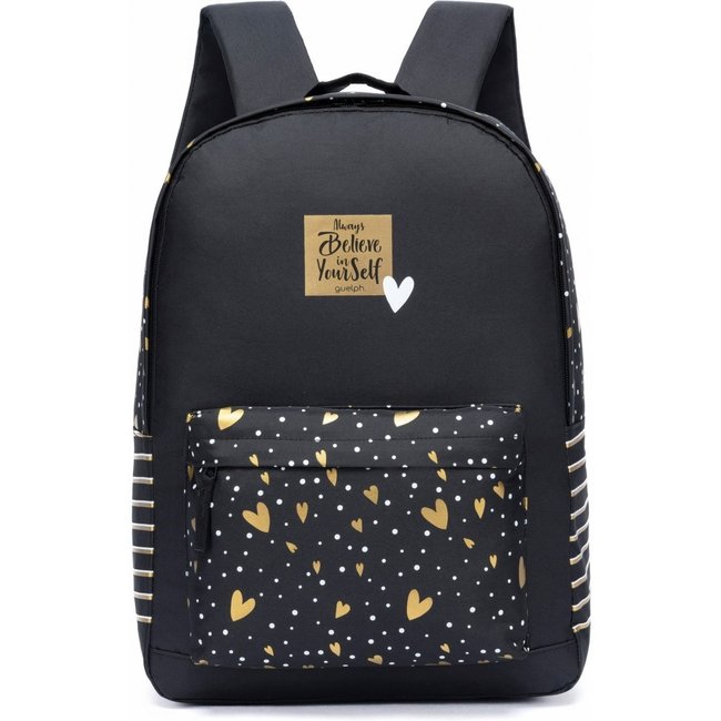 Mochila Feminina Guelph Preta Espaçosa Reforçada