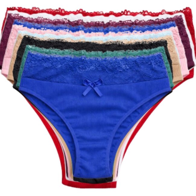 Kit 10 Calcinha Cintura Alta Feminina Tecido Canelado Lingerie Básica Cós Alto Calsinha Confortável