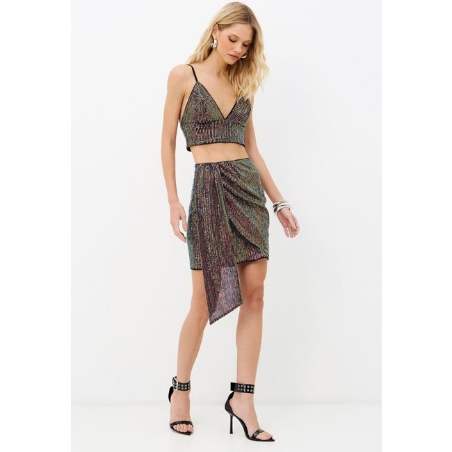 Saia Paetê Glamour Franzida Feminina Inblanche