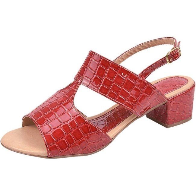 Sandália Donna Santa Verniz Croco Vermelho