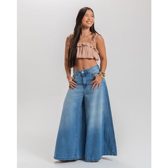 Calça Feminina - Max Wide Leg Petit - Black Jeans