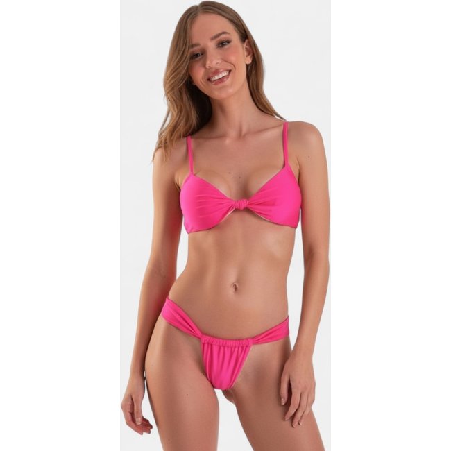 Biquíni Areia Branca Baly Frente Única Nó Rosa