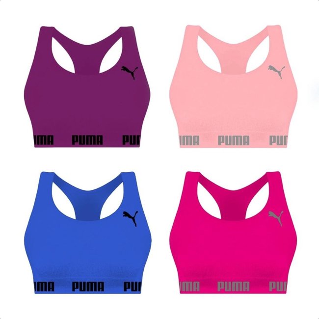 Kit 4 Tops Puma Nadador Sem Costura Rosa