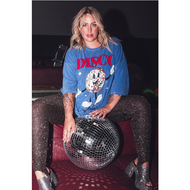 Camiseta T-Shirt Oversized Azul Disco marinaegabriella
