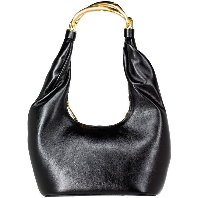 Bolsa Feminina Média Schutz Hobo Soleil Couro Alça Dourada Preto Black