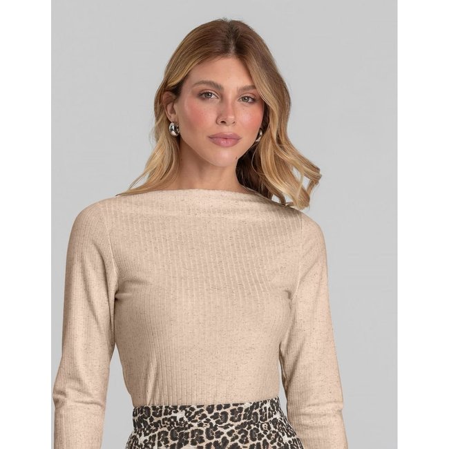 Blusa Feminina Manga Longa Canelada Dianna Rosa