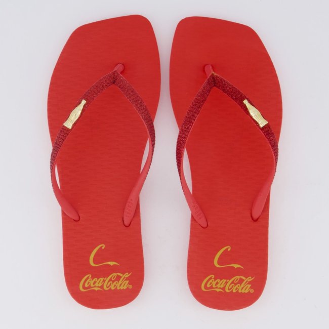 Chinelo Coca Cola Square C Gold Feminino Vermelho