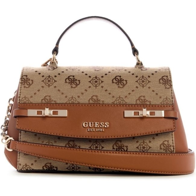 Bolsa Guess Melinda Logo Top Handle Flap Bege