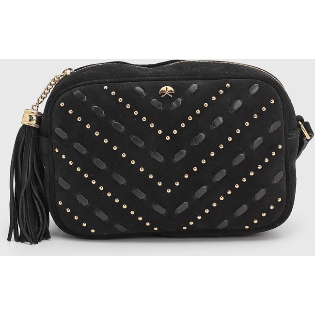 Bolsa Média Feminina Luiza Barcelos Suede Tachas Preta