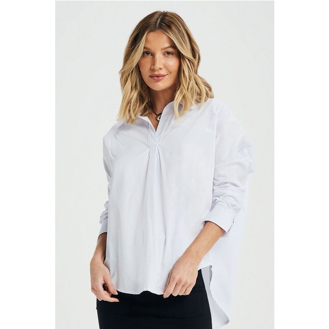 Camisa Feminina Ampla Tricoline Marialícia Branco
