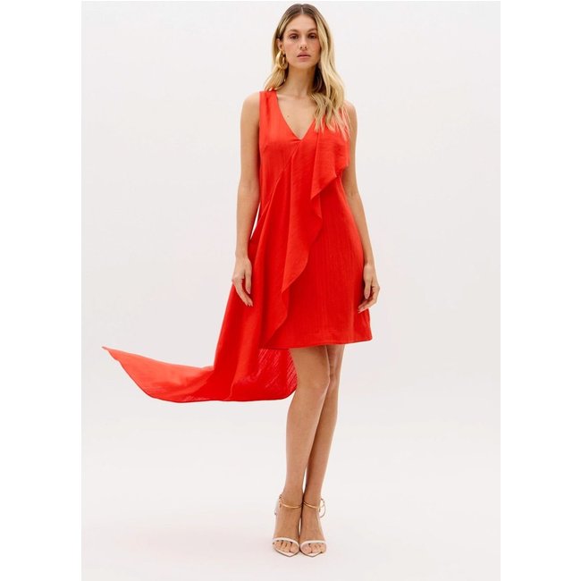 Vestido Curto Assimétrico Com Linho Lança Perfume