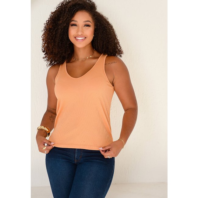 Blusa Camila – Regata Canelada Laranja