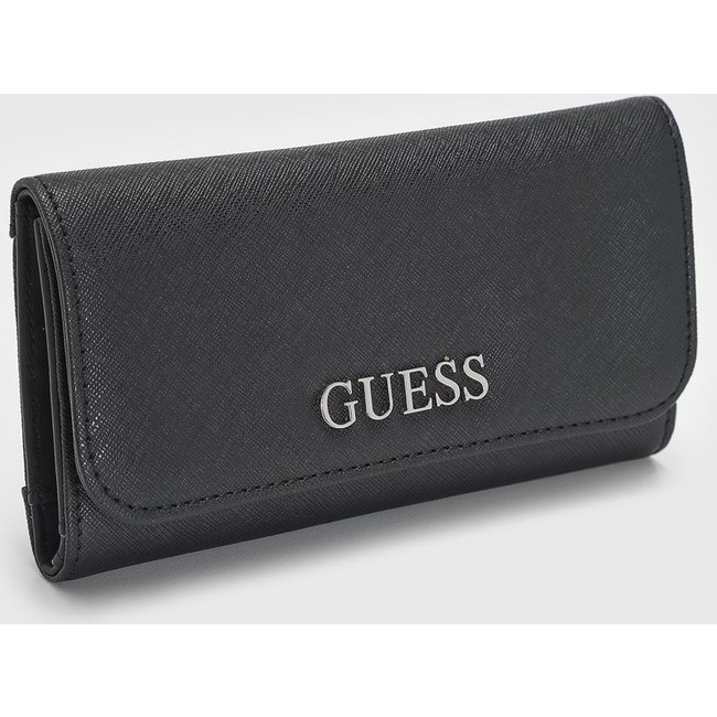Carteira Feminina Guess Logo Metálico Preta