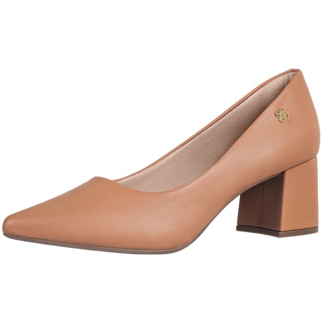 Scarpin Salto Bloco Gigil Sapato Bico Fino Salto Médio Blush Nude