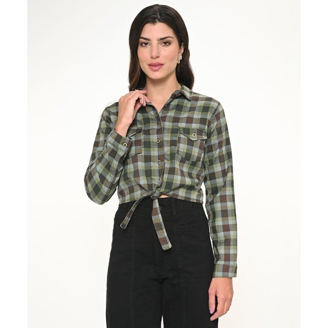 Camisa Feminina Cropped Xadrez Verde Razon Jeans