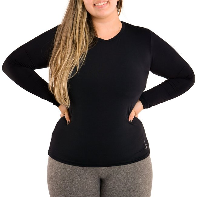 Camiseta Plus Size Manga Longa Feminina Com Proteção UV Selene