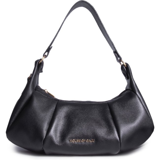 BOLSA FEMININA EM COURO TIRACOLO PRETA “ROSANE BRAGA”