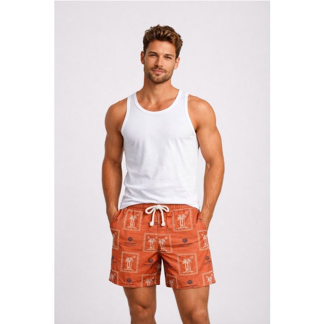 Bermuda Verão D Bell Outlet Fashion Estampa Palmeira Laranja