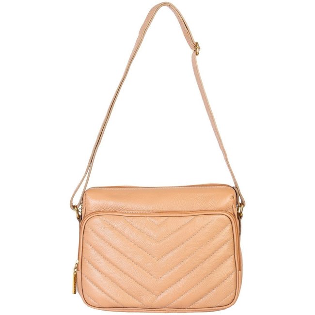 Bolsa de couro liso tiracolo Anita - Bege