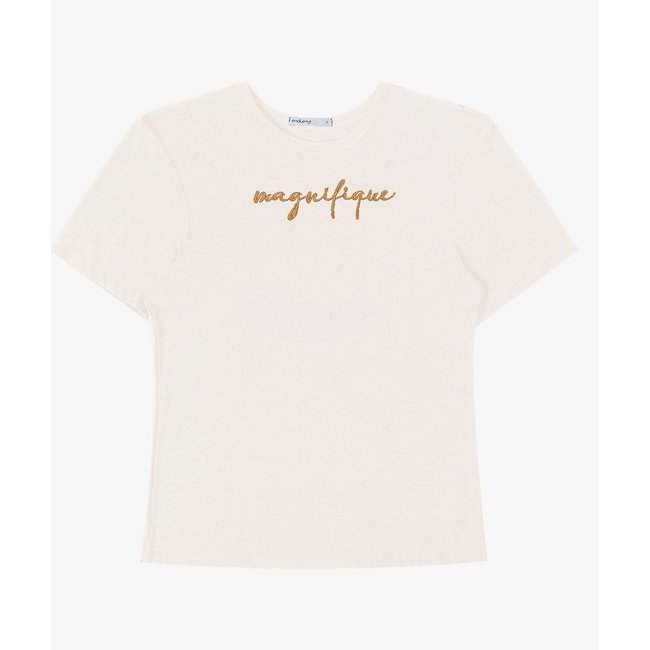 T- shirt em Viscotorcion Feminina Endless Bege