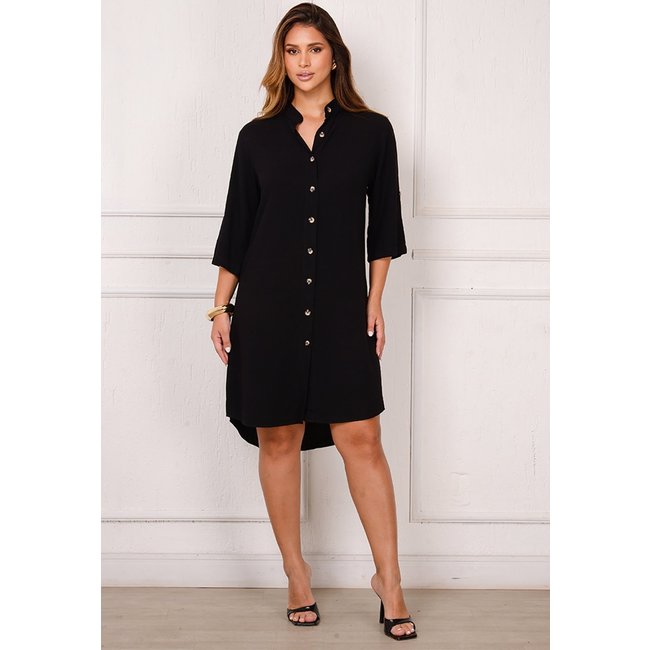 Vestido Chemise Botões M/C B’Bonnie Vitória Preto