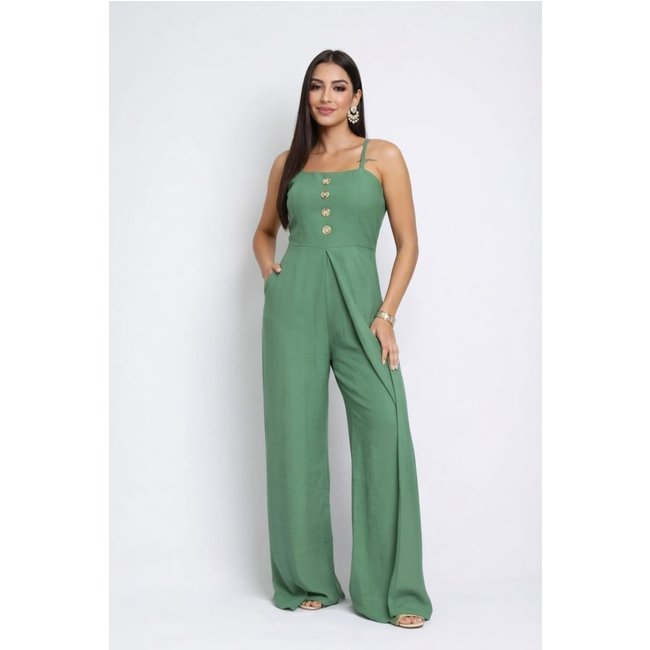 Macacão Longo D Bell Outlet Fashion Alcinha Verde