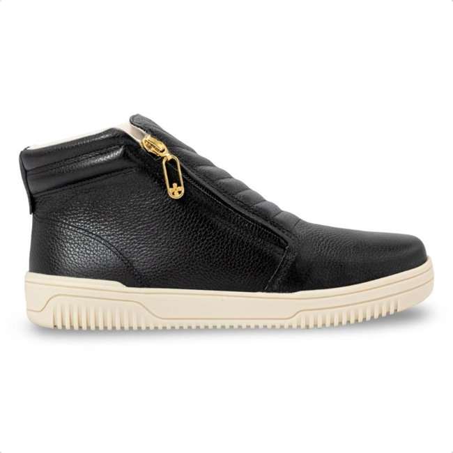 Bota Pegada Feminina em Couro Zíper Preto