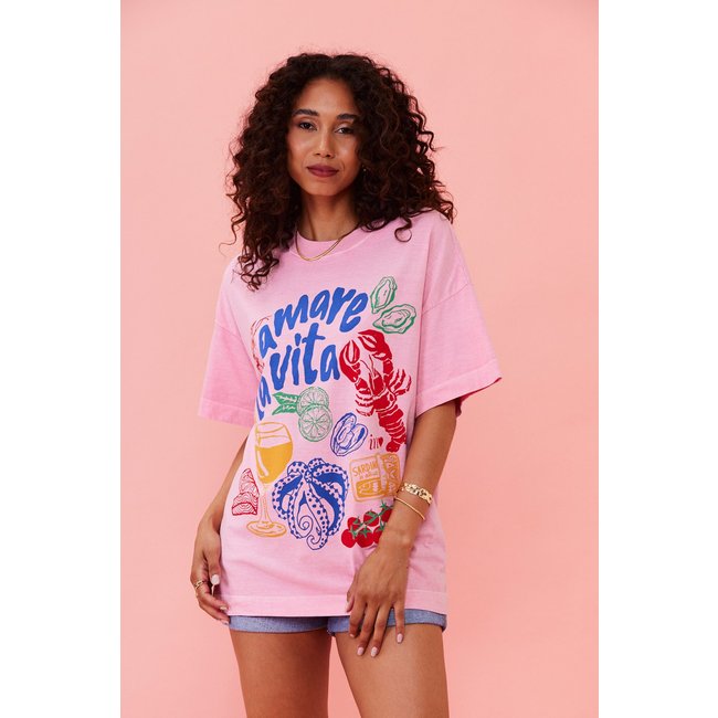 T-Shirt In Love Over Amare La Vita Rosa