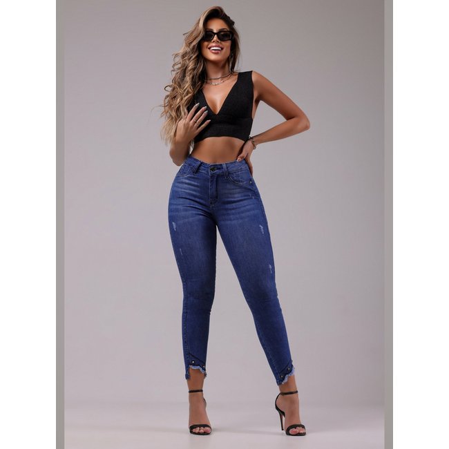 Calça Jeans Panicat Feminina Modeladora Curva dos Sonhos Jeans Azul PN010080