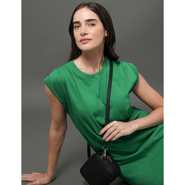 Vestido Feminino Pregas Ombro Calvin Klein Jeans - Verde Médio Calvin Klein Jeans