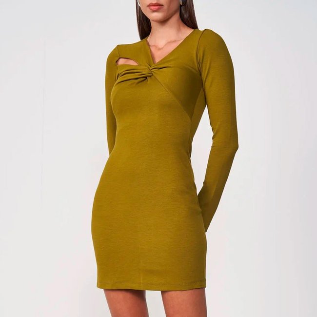 Vestido Curto Colcci Gola Detail In25 Verde Feminino
