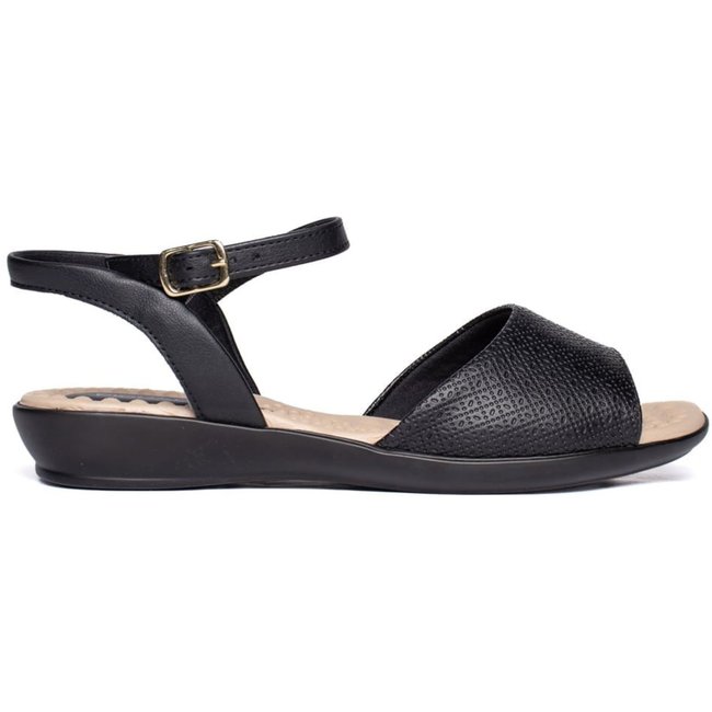 Sandália Feminina Piccadilly Rasteira Wide Fit Napa Preto