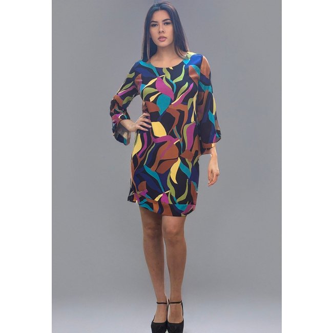 Vestido Curto Amazonia Vital Viscose Manga Ampla Balli Aurora Urbana